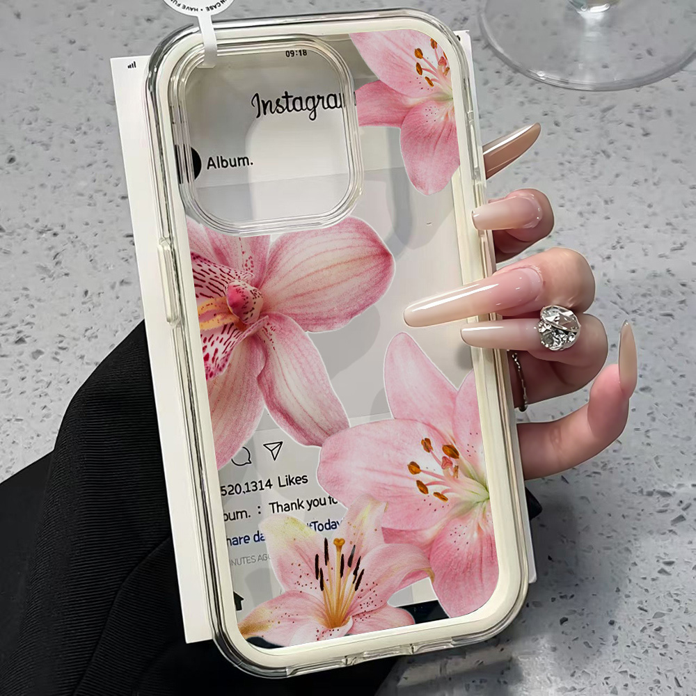 Pink Lily Flower Clear Phone C - đánh giá và giá Clear Shockproof Bumper Case